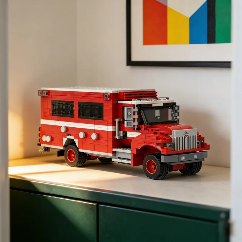 

811pcs MOC BME Intl Crew Carrier CAL City Fire Model Building Blocks DIY Gift Creative Collectible Display Decor Premium Adult