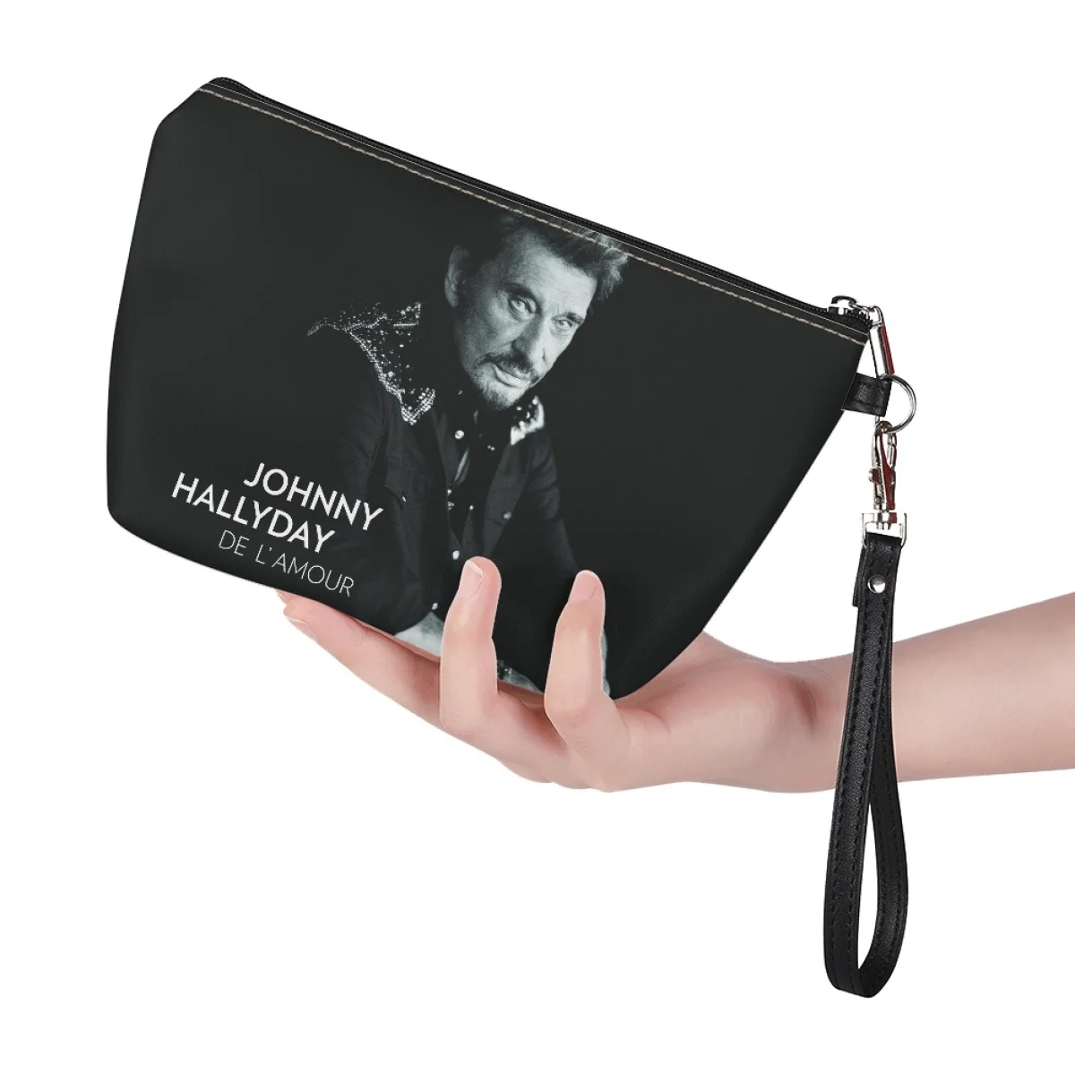 Johnny Hallyday-Bolsa de cosméticos para mujer, estuche de maquillaje de gran capacidad, con estampado personalizado, para regalo, envío directo, 2024