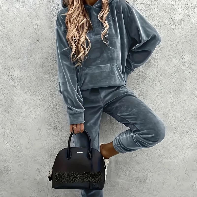 

Hoodie and Loose Pants Casual Plush Set Women Wear 2025 Autumn and Winter New Style