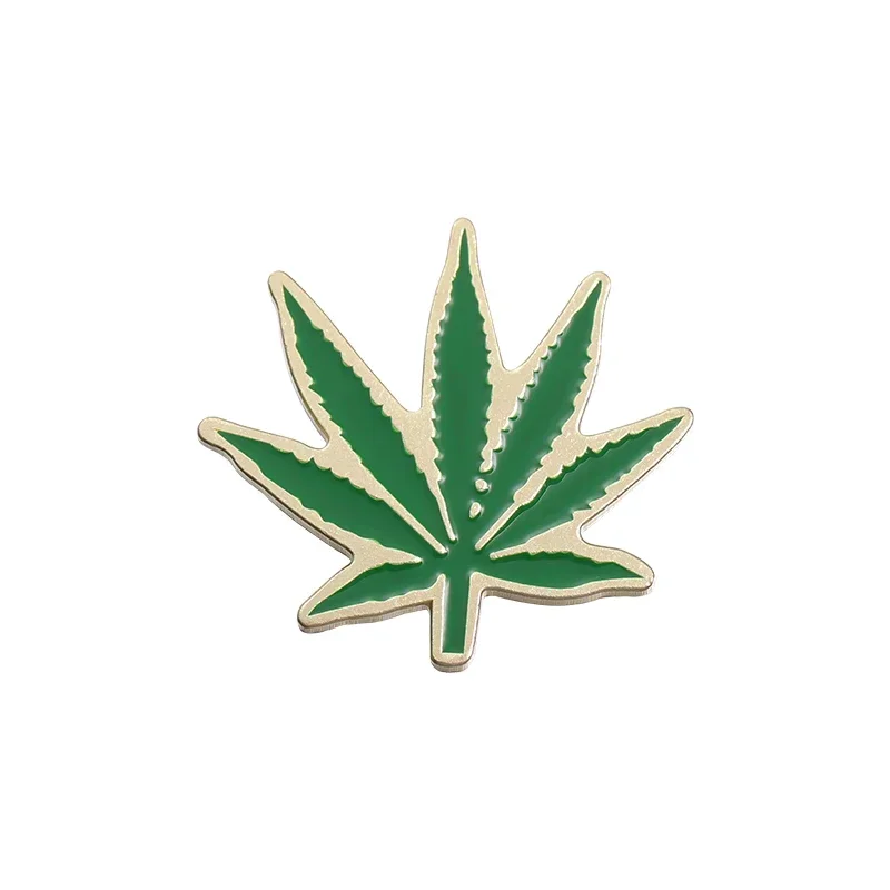 Cartoon Green Plant Tobacco Leaves Brooch Enamel Pins Funny Clothes Lapel Badge Decorative Accessories Gift for Kids Friends