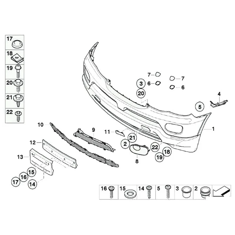 For -BMW X5 E53 2003- 2006 5 Pair Front L & R Bumper Cover Bar Support Bracket Holder Guide 51117116667 51117116668