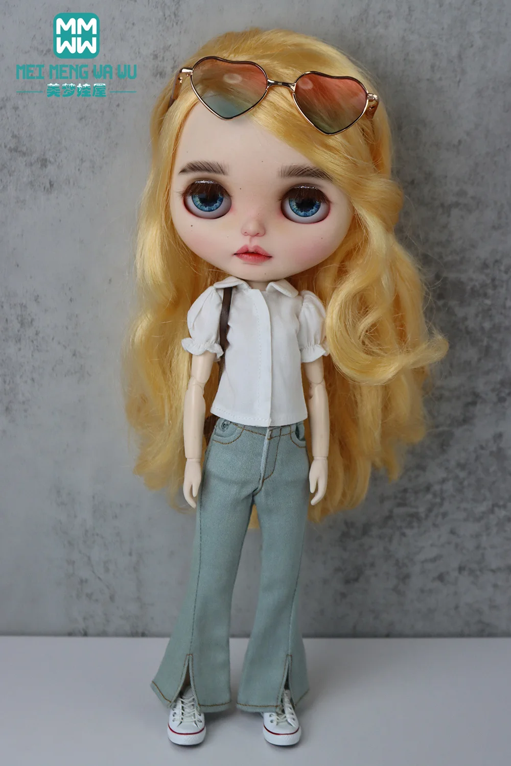 

Doll Clothes for Blyth Azone OB22 OB24 Accessories Fashion Flared Pants Slit Jeans Gifts for Girls