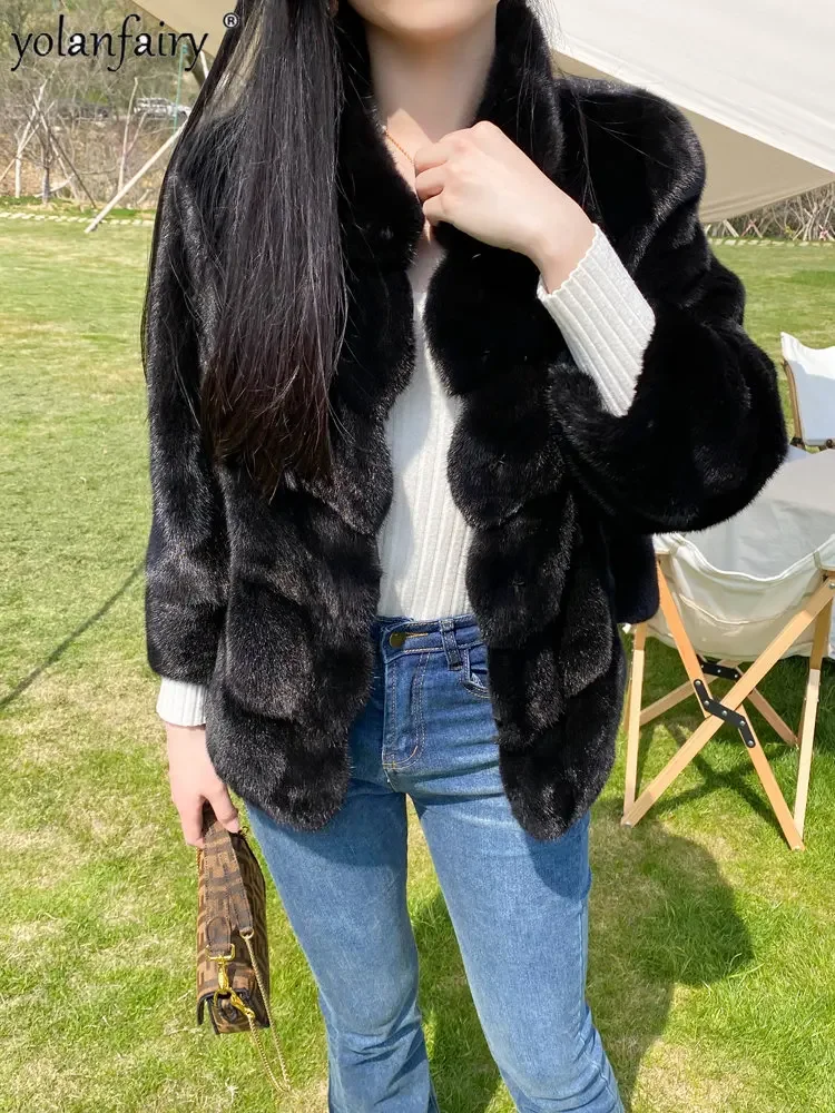 YOLANFAIRY Natural Fur Coat Woman Real Fur Mink Coat 2025 Luxury Women's Whole Mink Fur Jacket Women Short Winter Chaquetas