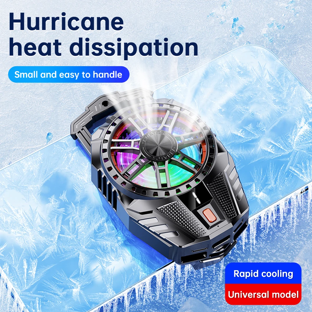 X119RGB Magnetic Back Clip Radiator Live Game Cooling Semiconductor Digital Display Mobile Radiator Cooling Mobile Fan