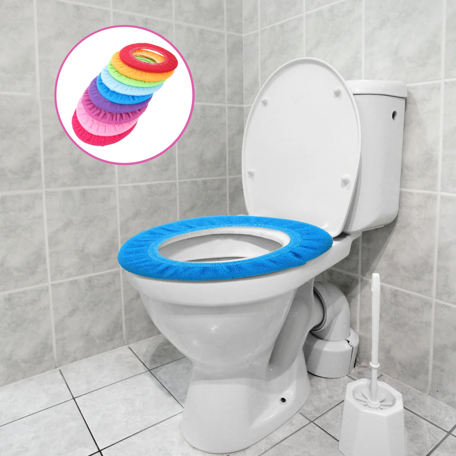 

9pcs Warm Cushions Washable Toilet Seat Pad Bathroom Washable Reusable Soft Thickener Pad Toilet Seat Cover Portable