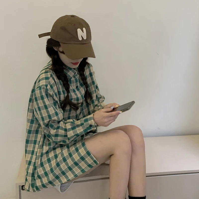 

Shirts Women All-match Simple Ulzzang High Quality Breathable Retro New Young Cozy Students Trendy Clothing Ins Hot Sale Mujer