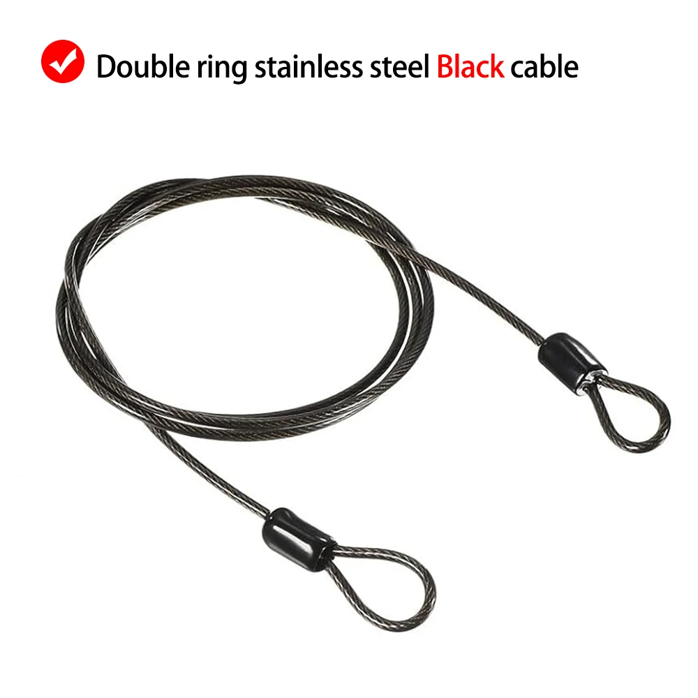 

6PCS 2mm Thick PVC Black Coated Cable 0.3/0.4/0.5/1/1.5/2M 304 Stainless Steel Wire Rope Luggage Lock Core Wire With Double Ring