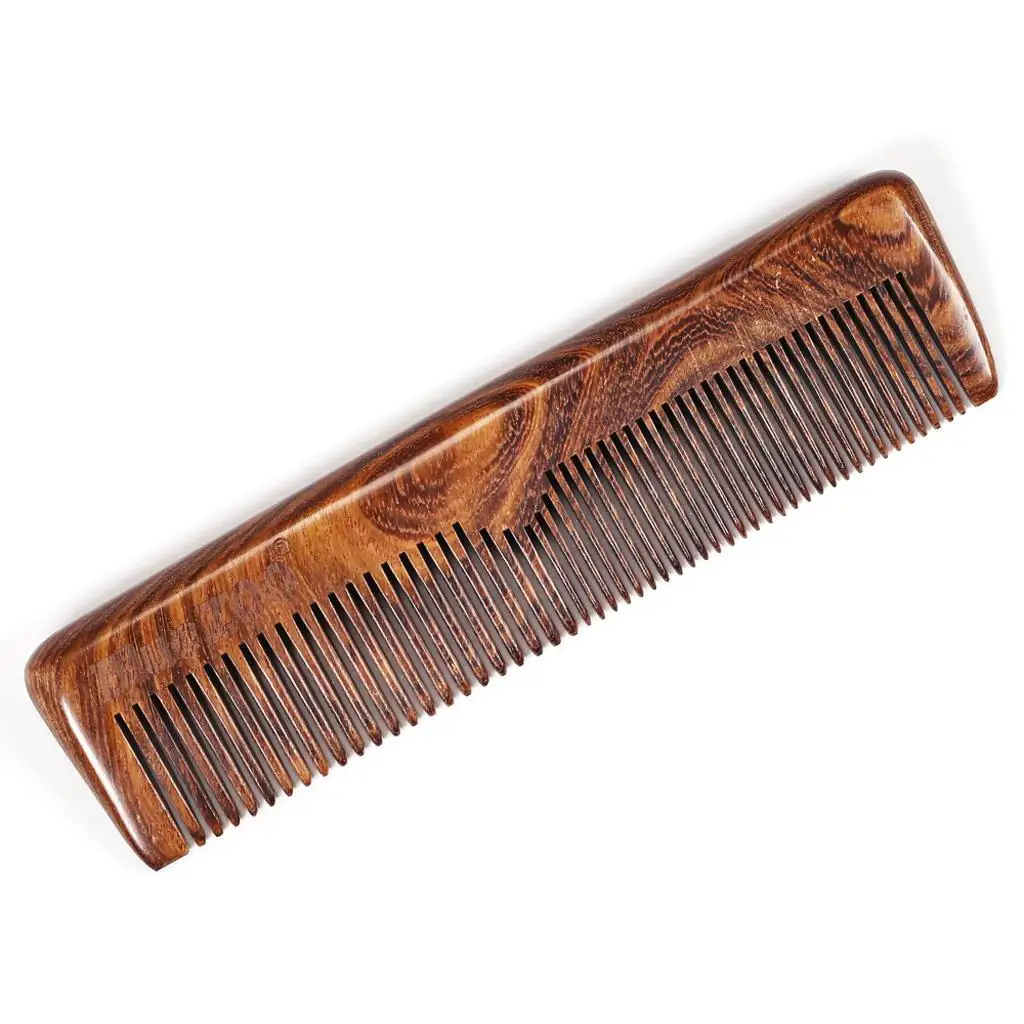 

Расческа для бороды из дерева, антистатическая, двойного назначения, с полиуретановым чехлом, для мужского набора для ухода за бородой