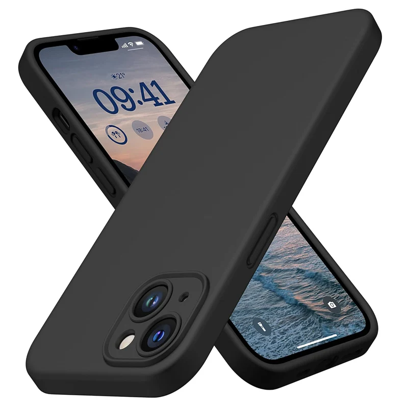 Luxuriöse Schwarze Matte Handyhülle für iPhone 16 17 15 14 13 12 11 XS XR X Pro Max Mini Plus SE 2020 16E 17E 7 8 Weiche Hülle