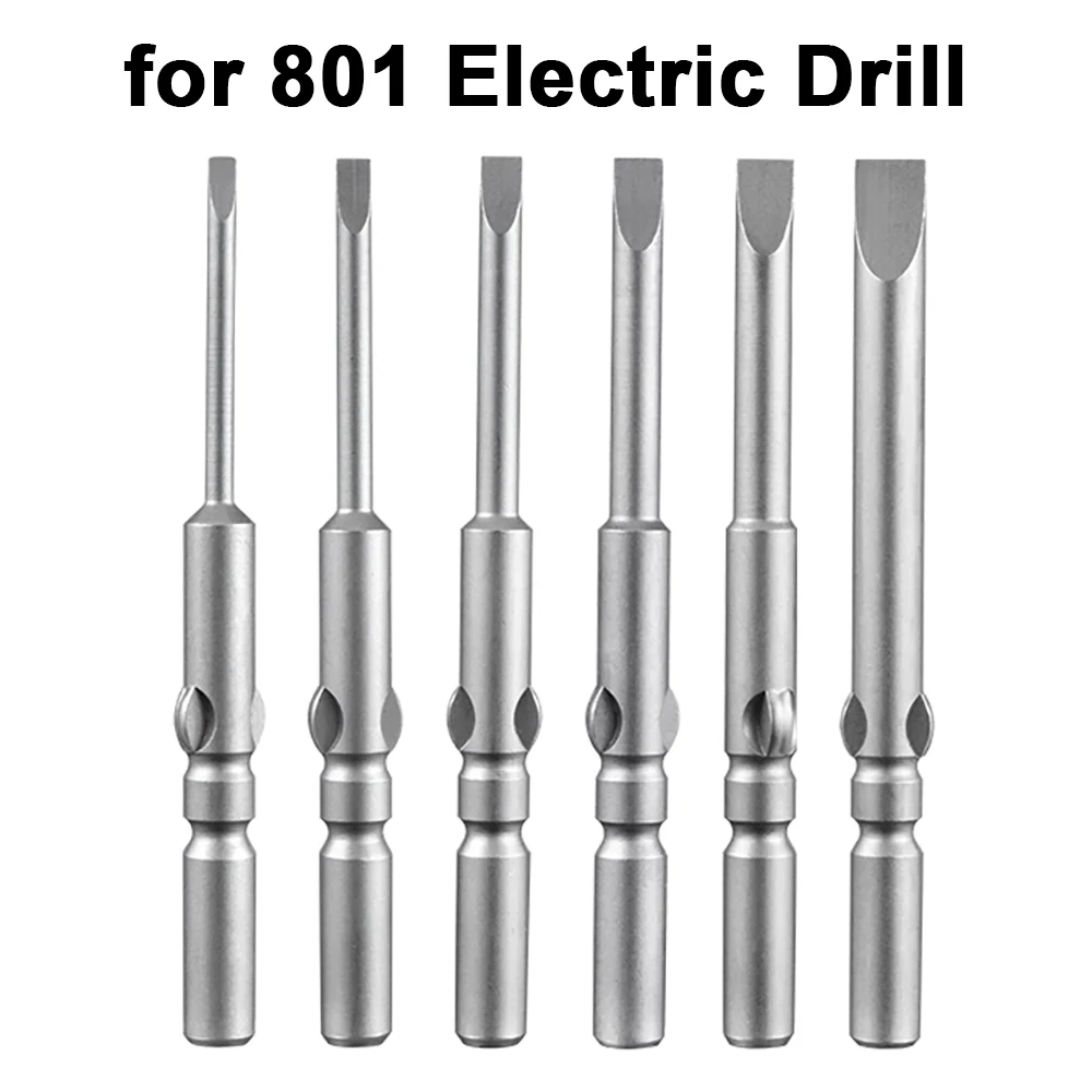 

10pcs 6mm Round Shank Slotted Head Electric Screwdriver Bit S2 Alloy Steel Magnetic Security Bit for 802 Electric Drill