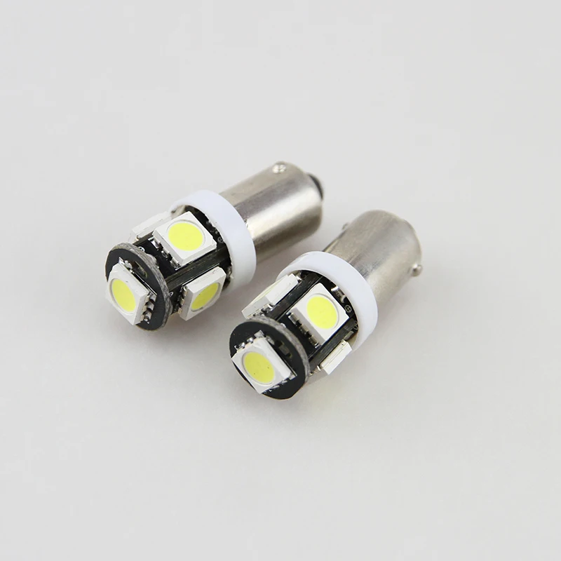 10PCs Car Led T5W BA9S Bulb 5050 SMD 5 Led Light Lamp 12V 100Lm Car Interior Lamp White BA9S Led Light Car Parking Light