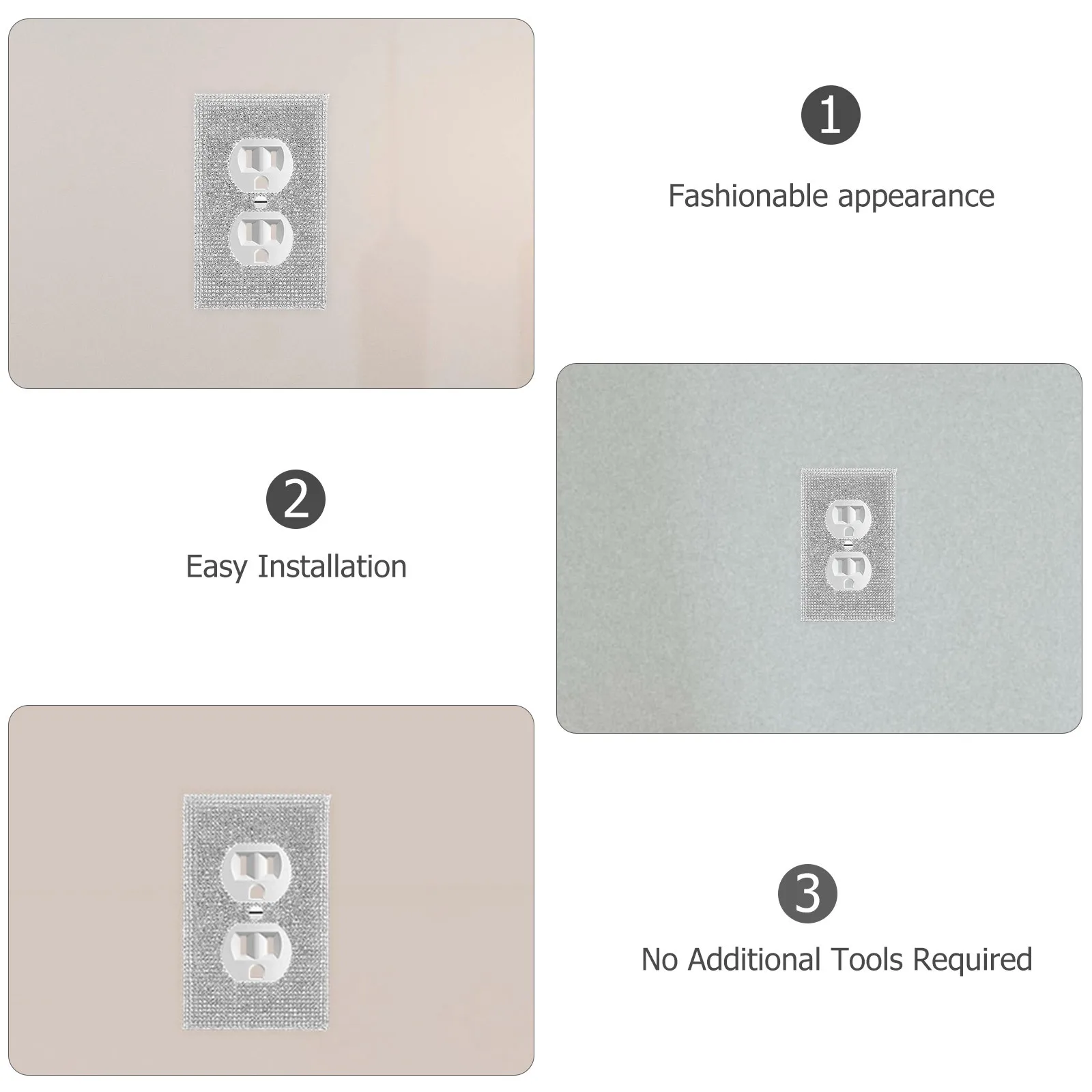 

1Set Zircon Diamond Socket Panel Shiny Decorative Wall Socket Panel Replacement for -Hole Plug Easy Install Plastic Cover