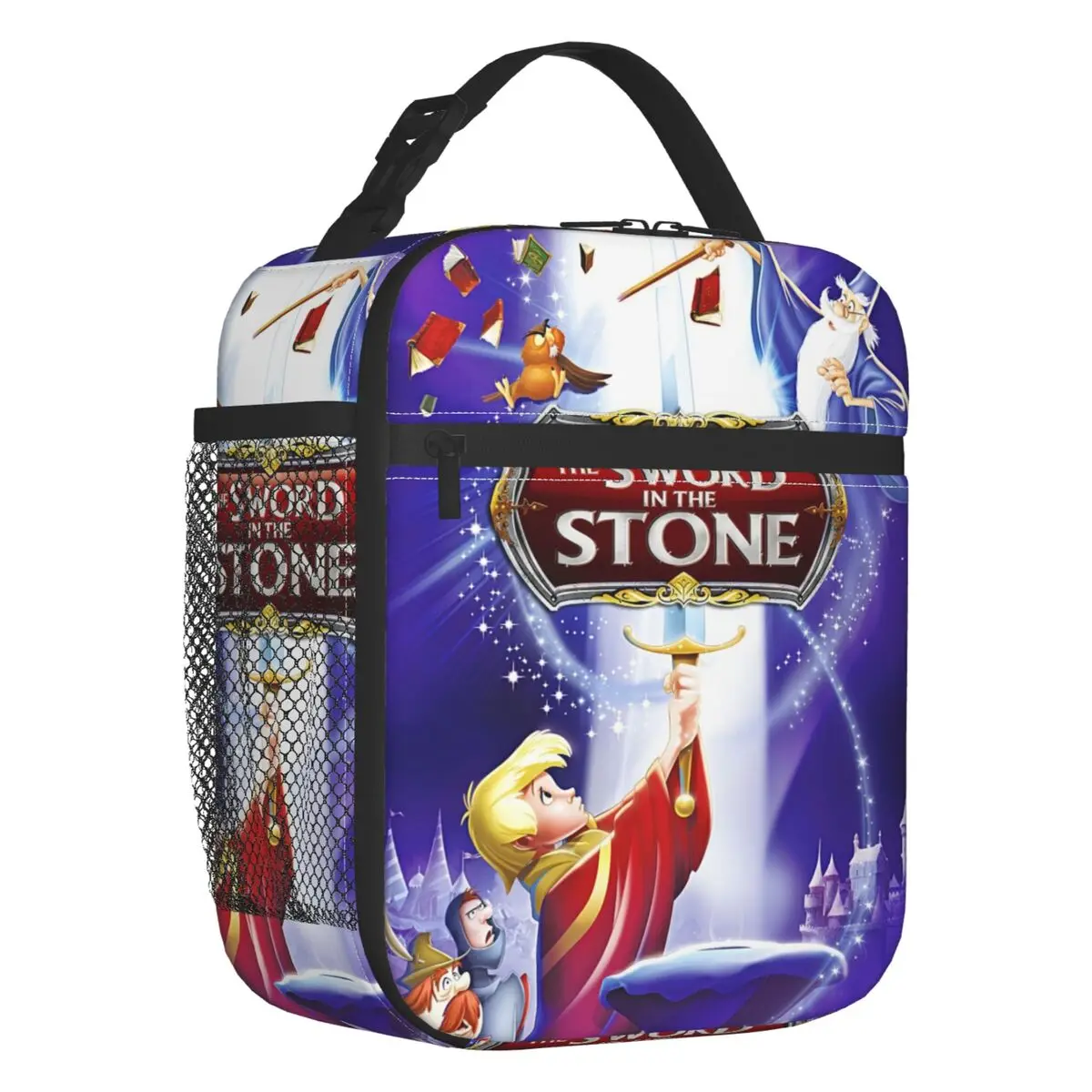 السيف في الحجر أفلام الرسوم المتحركة الحرارية معزول حقيبة الغداء المرأة حاوية الغداء القابلة لإعادة الاستخدام لتخزين المواد الغذائية المدرسية