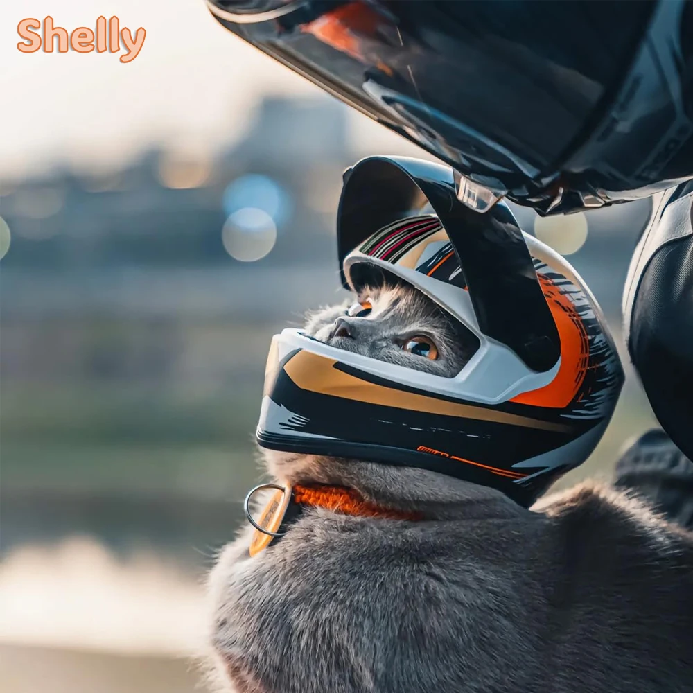 Small Pet Motorcycle Helmet Cat Dog Puppy Handsome Mini Helmets Full Face Motorcycle Helmet Outdoor Head Protecting Pet Hard Hat