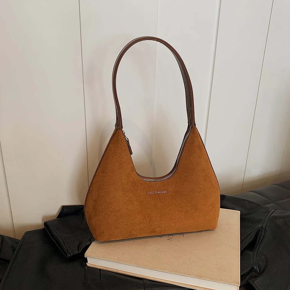 Borsa a tracolla da donna in pelle scamosciata con chiusura a cerniera Borsa sotto le ascelle Mini borsette alla moda Borsa piccola per viaggi di lavoro