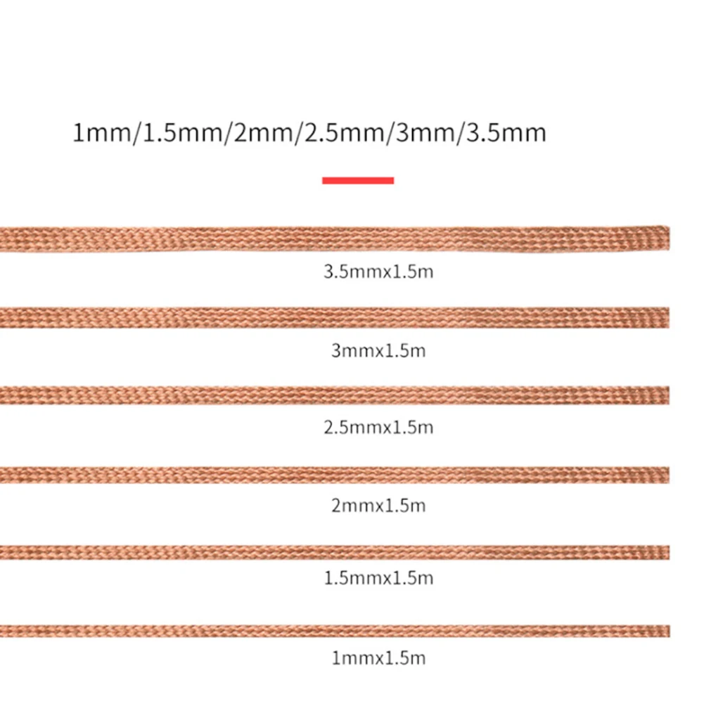 6 Piece 1.5m Desoldering Braid Set Copper Solder Remover Wire with Graduated Widths 1.0mm 1.5mm 2.0mm 2.5mm 3.0mm 3.5mm