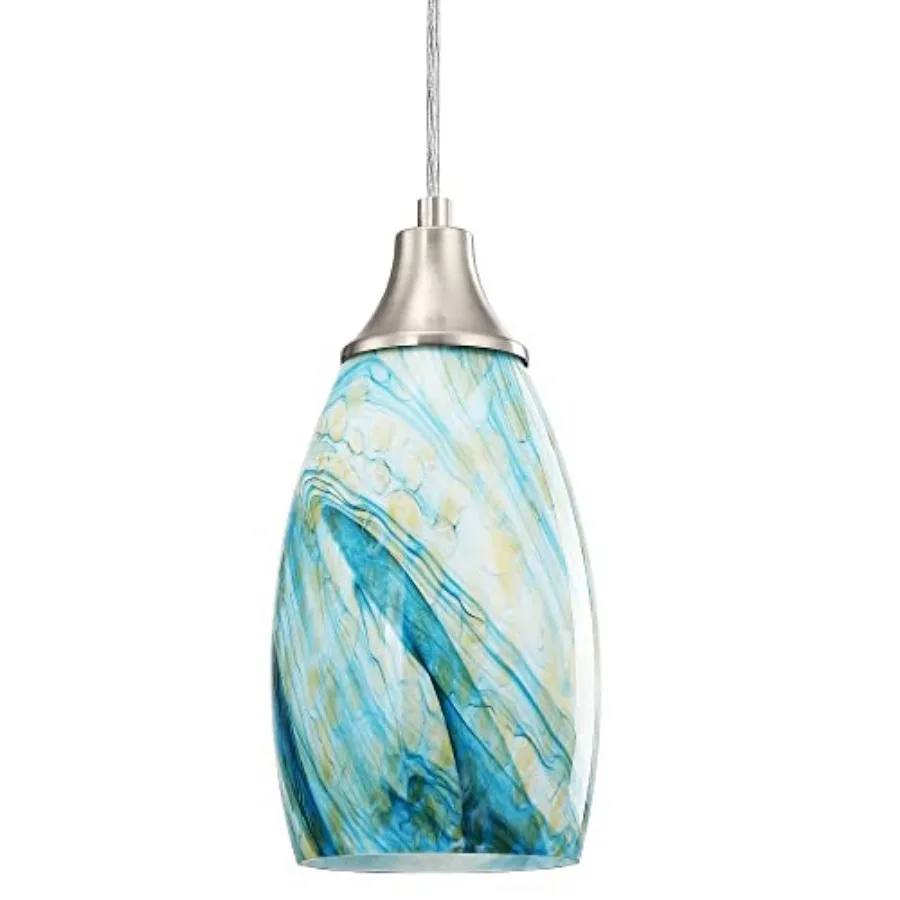 

Art Glass Mini Pendant Lights for Kitchen Island Blown Art Glass Pendant Light Shade hanging ceiling lights with Brushed Nickel