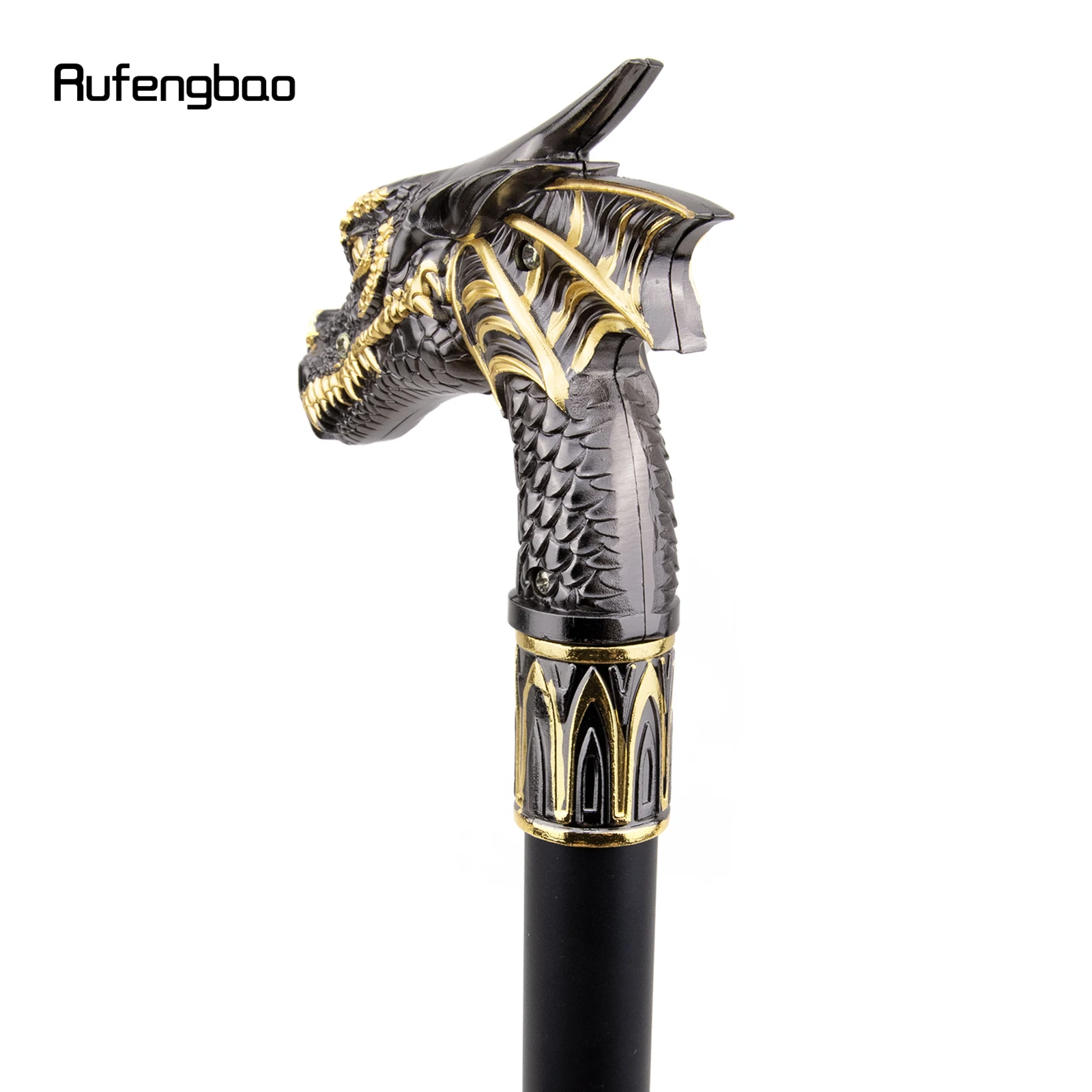 Golden Black Dragon Head Walking Stick, Prato Escondido, Prato de Cana, Cosplay Crosier, Moda Autodefesa, 93cm