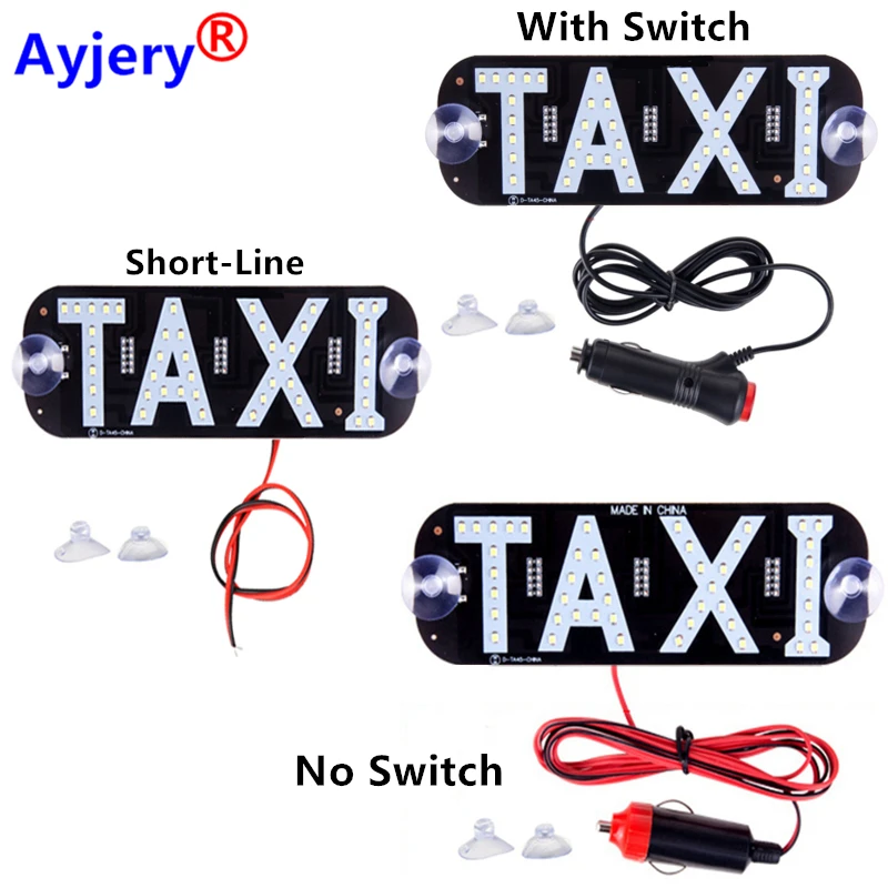 1PCS Super Bright LED Windscree Light Pad TAXI Style For Taxi Driver With 12V Car Charger White Blue Red Green