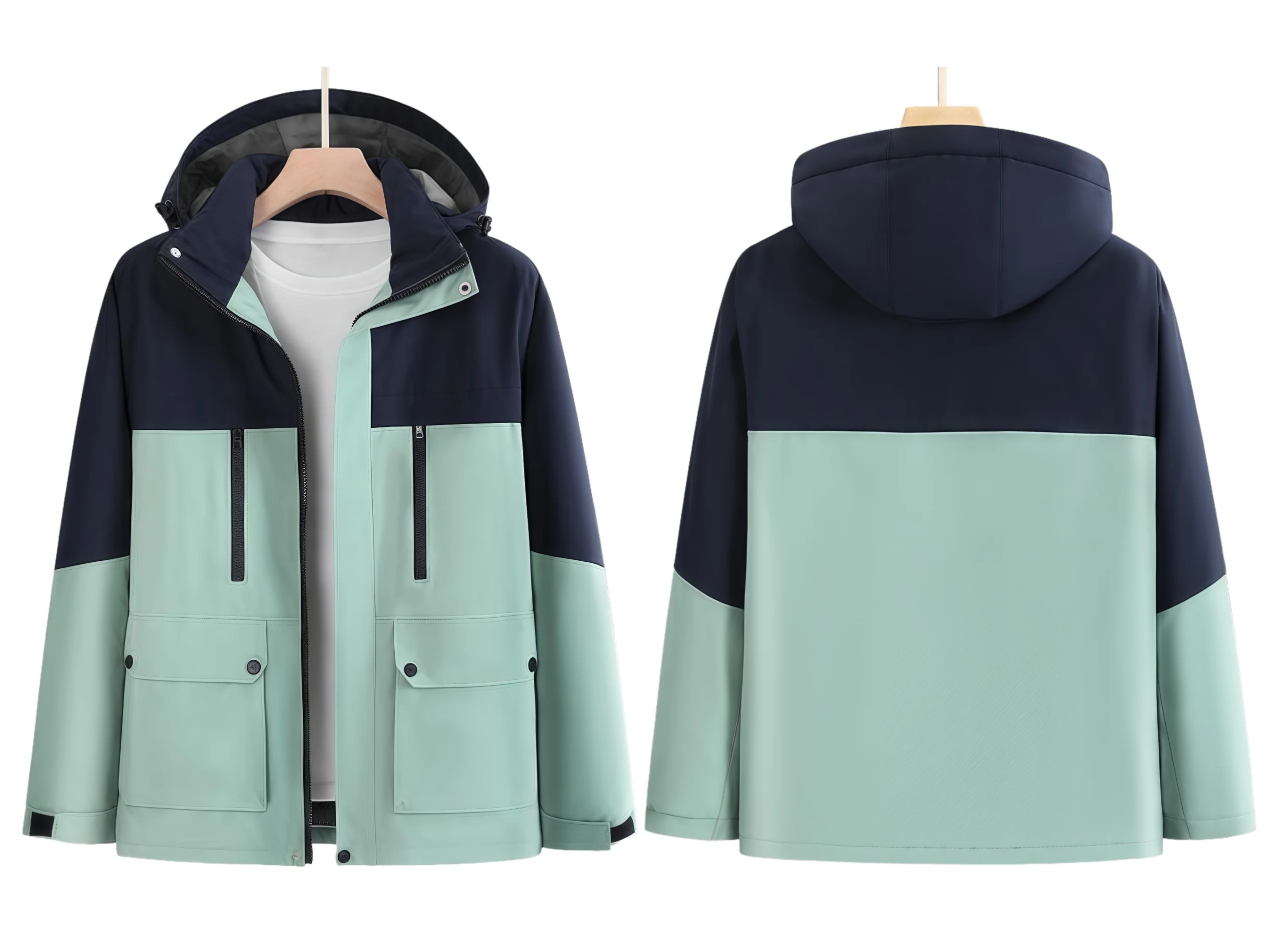 Outdoor travel  graphene heat-resistant  raincoat with fleece windproof and waterproof detachable cap workwear Climbing