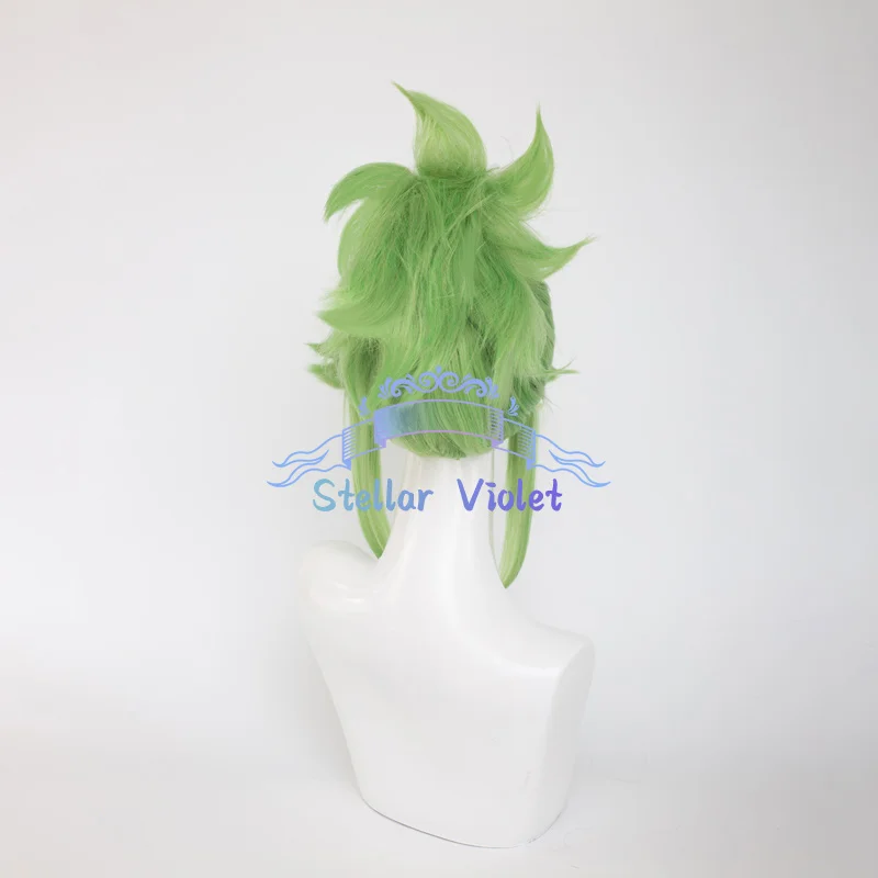 Kuki Shinabu Cosplay Wig Heat Resistant Game Genshin Impact Kuki Shinabu Cosplay Synthetic Wigs 45CM Green Anime Party Wig view 3
