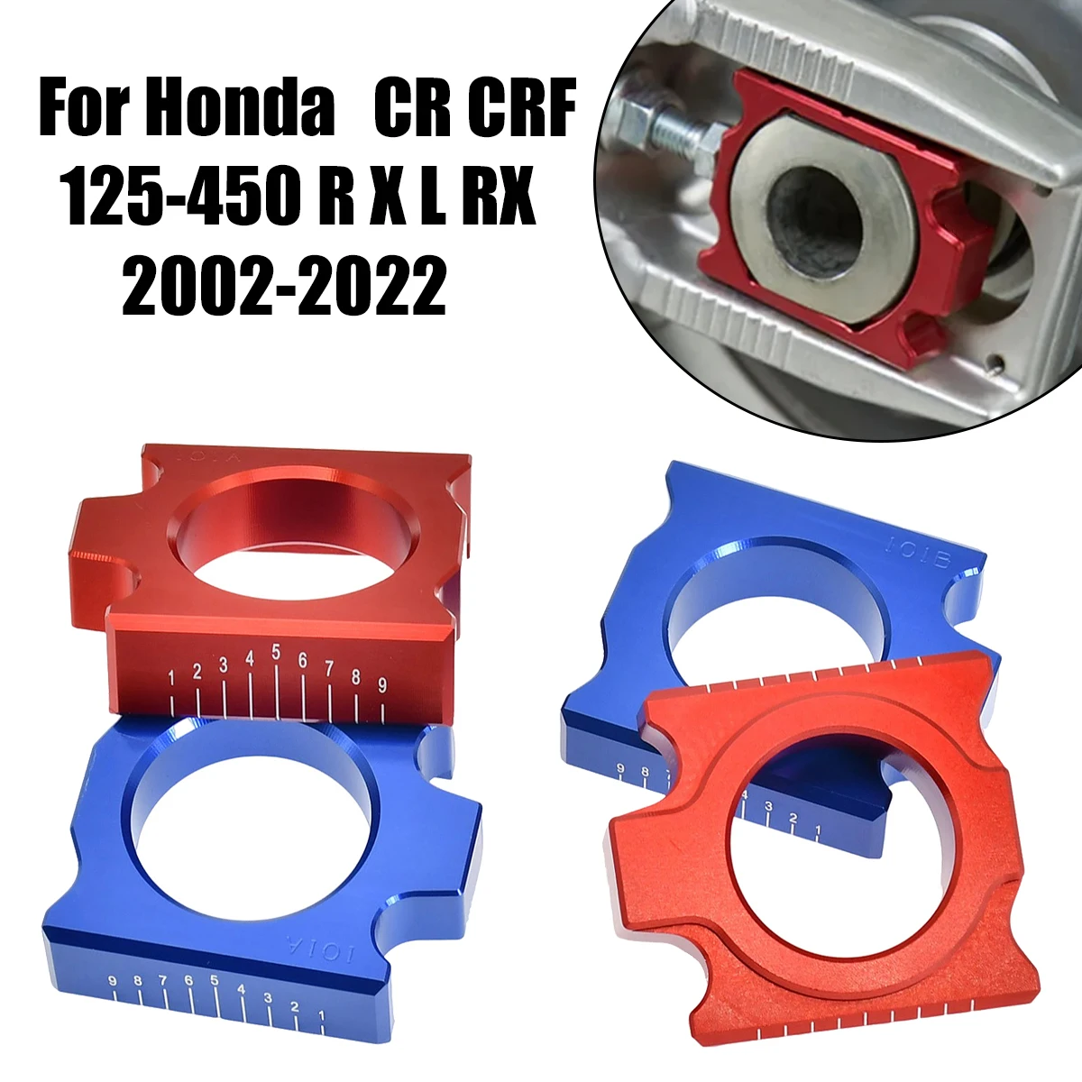 Motorcycle CNC Rear Chain Adjuster Axle Blocks For HONDA CRF250R CRF450R CRF250RX CRF450RX CRF250X CRF450X CR 125 250 CRF X R RX