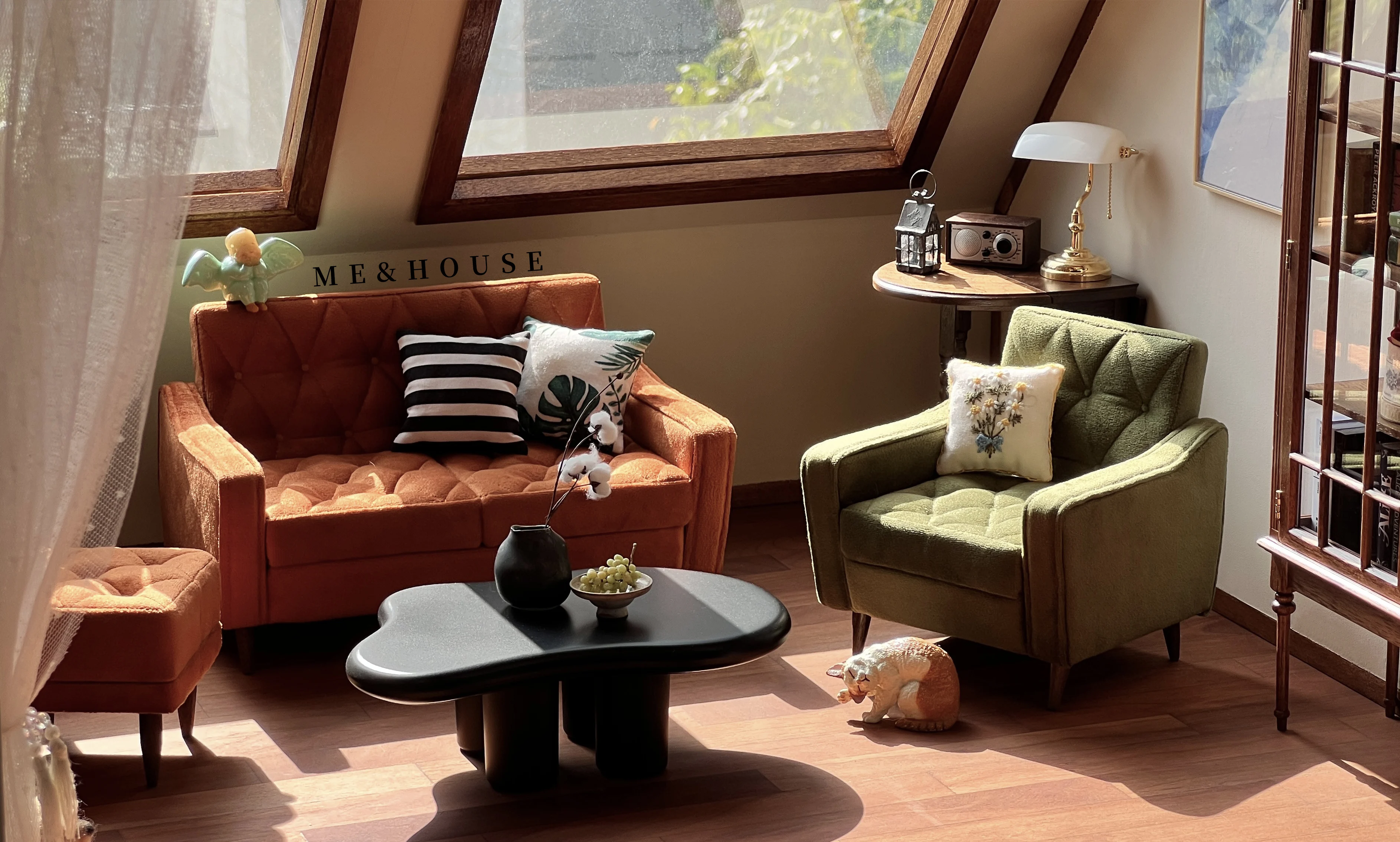 1/6 bjd ob11 miniature dollhouse furniture Mini model Living room furniture kitchen Single-seat sofa