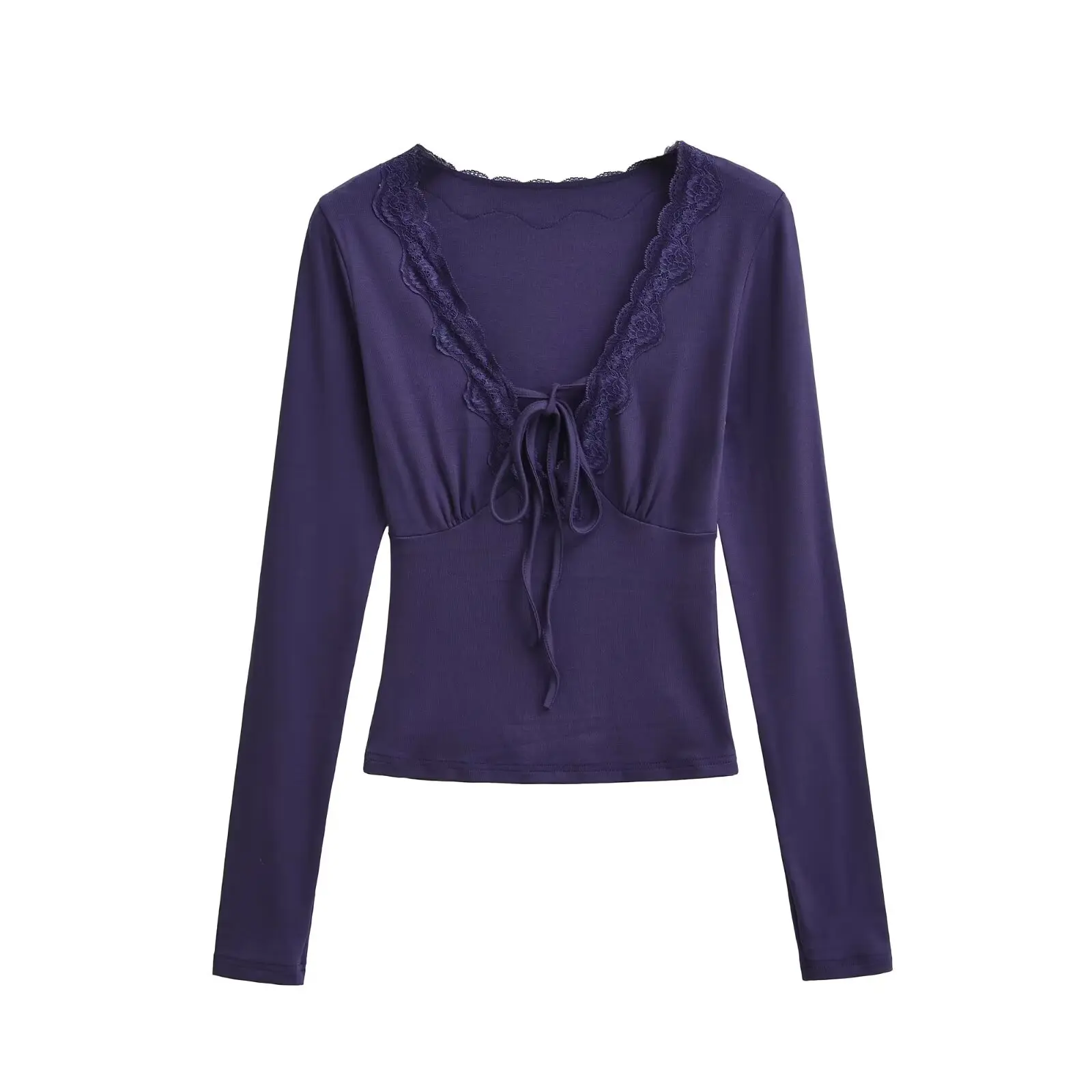 Sexy encaje profundo V Ne Long Sve T irt mujer Slim Fit cintura cinching cinturón Base irt Top Pure Desire Sle ropa Casual