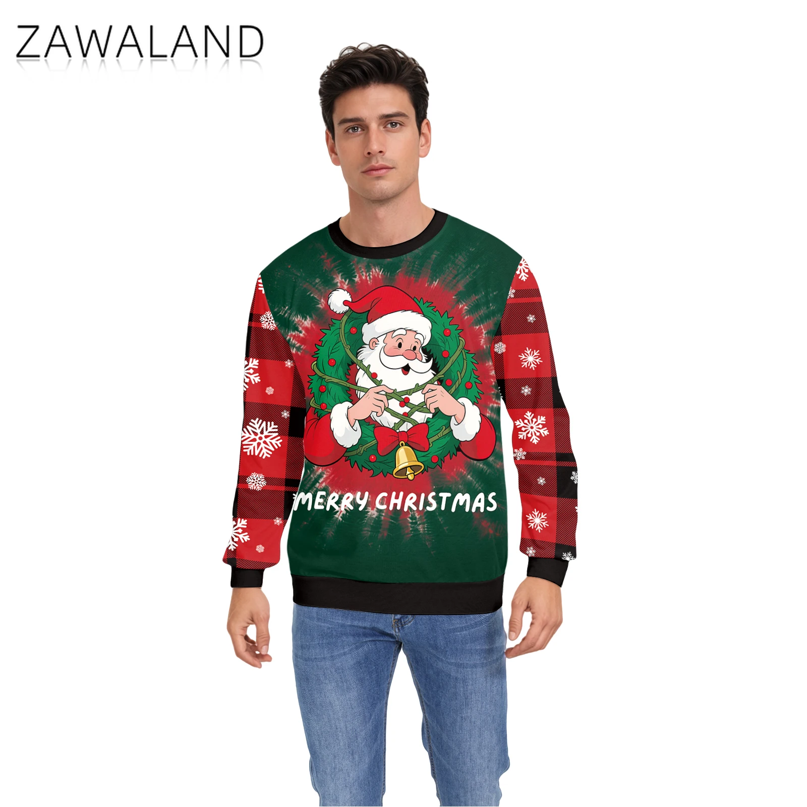 Kaus Natal Jelek untuk Wanita Pria Pasangan Pohon Natal Rusa Santa Pullover Grafis Festival Musim Gugur Musim Dingin Kostum Pesta Cosplay