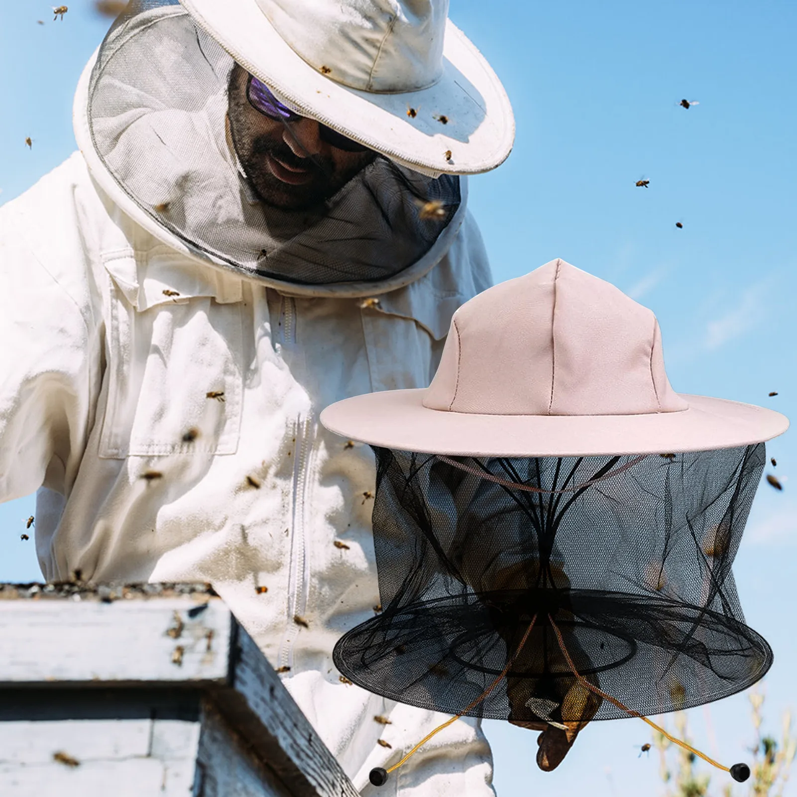 Bee Keeping Professional Beekeepers HatWith Wide Brim Face Thickening Sunscreen Half-Length Special Protection Beekeeper hat