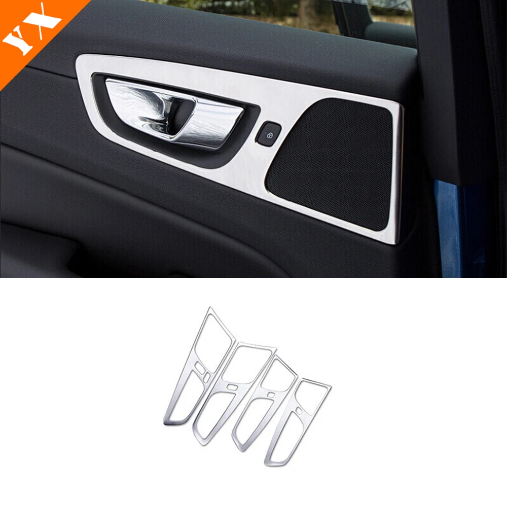 Full Set Stainless Silver Interior Accessories Car Window Center Console Air Conditioner Vent Cover For Volvo XC60 2017-2022