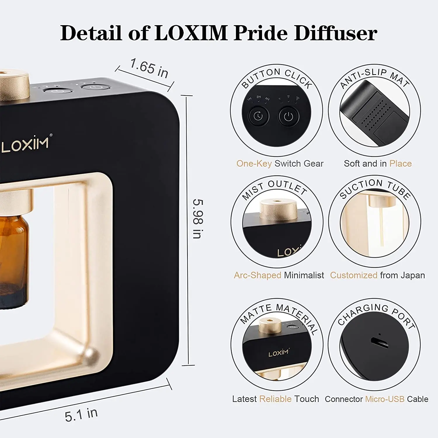 Aromatherapy Aroma Diffuser Nebulizing Diffuser For Essential Oils Waterless No Heat Super Quiet Portable Aroma Machine - White