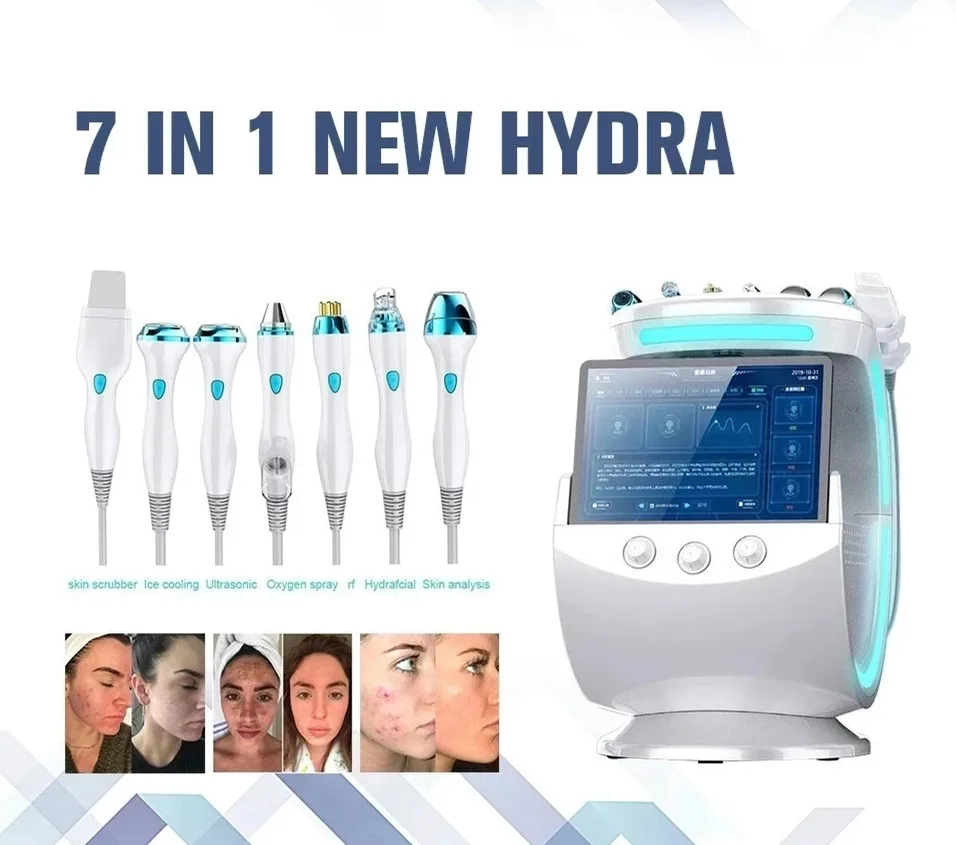 7 in 1 facial Skin analysis Water oxygen cleaning device for women facial lifting and tightening Ultra-sonic skin rejuvenation