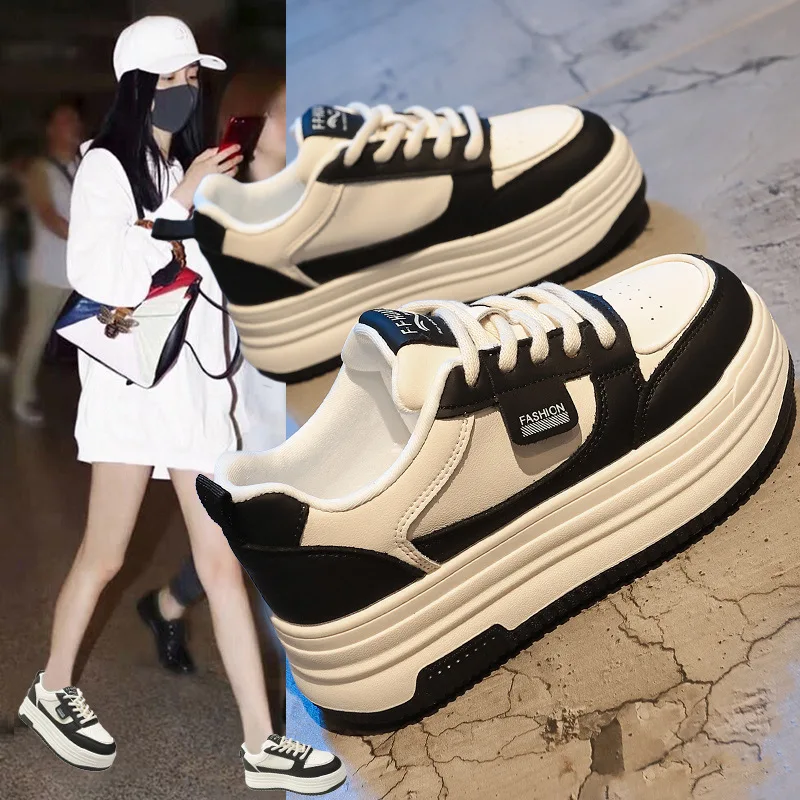 Bestselling White Sneakers for Women New Versatile Thick-Soled Height-Increasing Sneakers Casual Shoes Platform Sports Shoes
