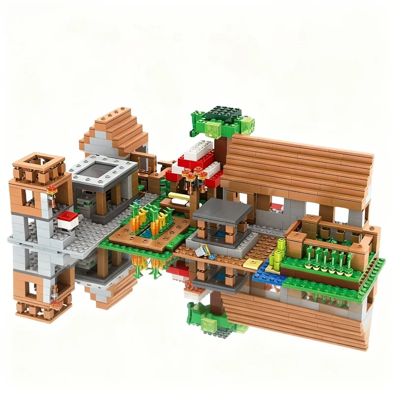 

My World Building Blocks Set, Village House with Farm & Waterfall, Educational Construction Toys for Kids, Birthday Gift for Boy