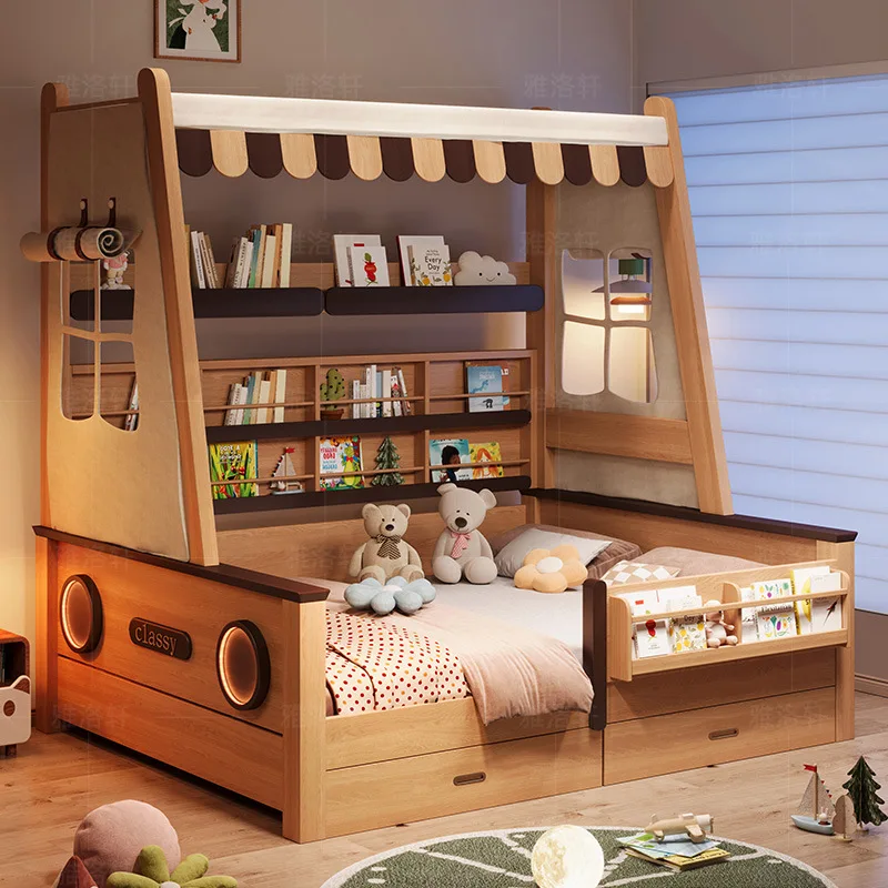 

Tatami bed Solid wood children's bed Tree house mother 1.35 meters