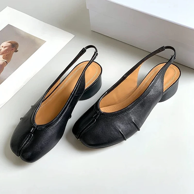 2025 New Spring Summer Fashion Split Toe Shoes Women's Sandals Sheepskin High Heels Designer Casual and Comfortable Ballet Shoes