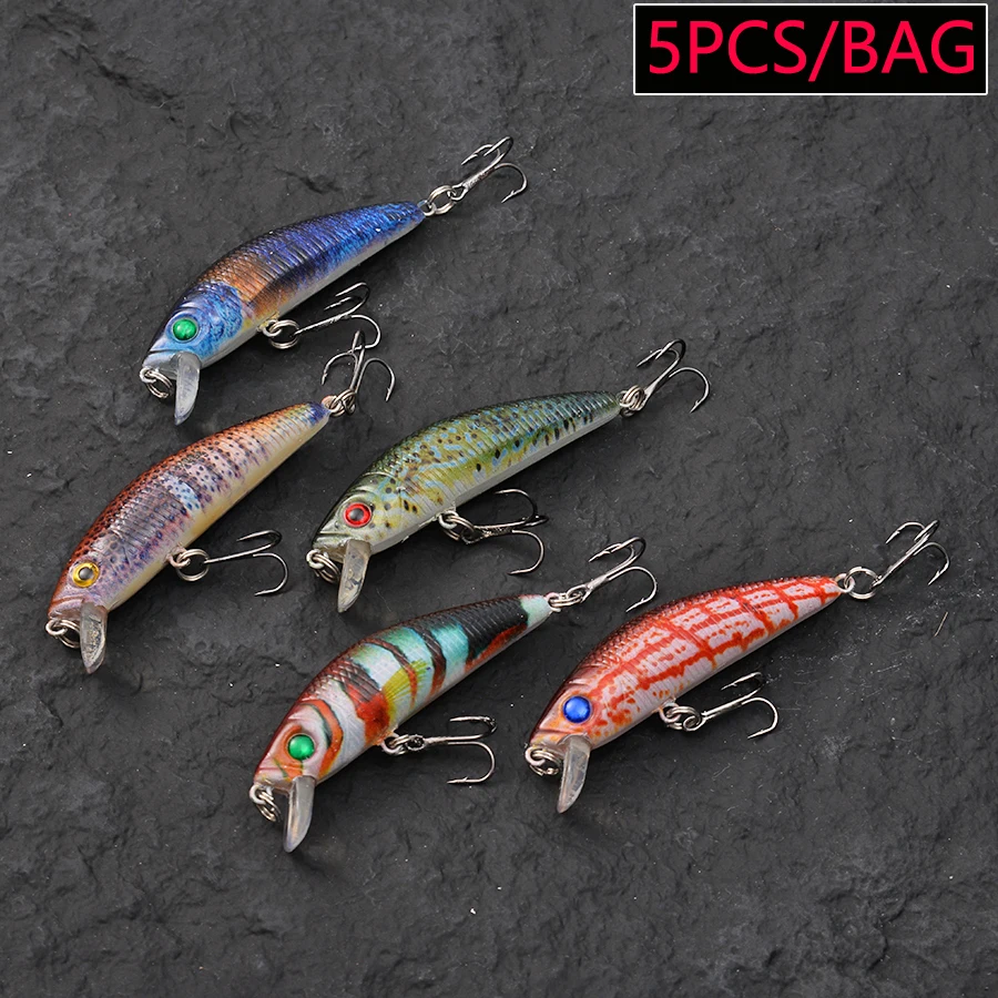 5pcs Mini Floating Jerkbait Minnow Hard Bait Artificial Wobbler For Bass Pike Trolling Crankbait Fishing Lures Tackle Swimbait