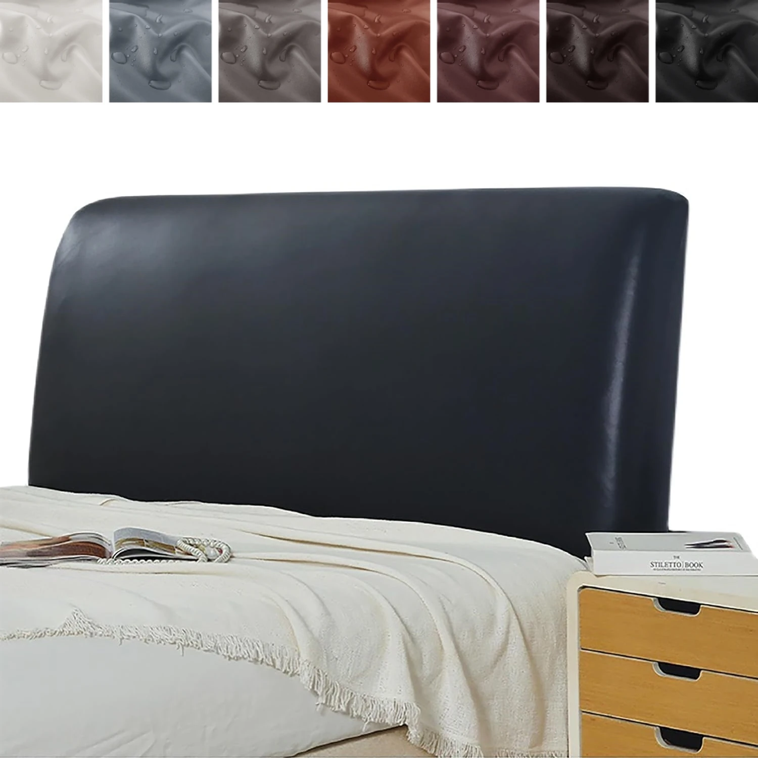 

Stretch PU Leather Headboard cover Waterproof All-Inclusive Bed Headboard Slipcover Dust-Proof Decorative Furniture Cover