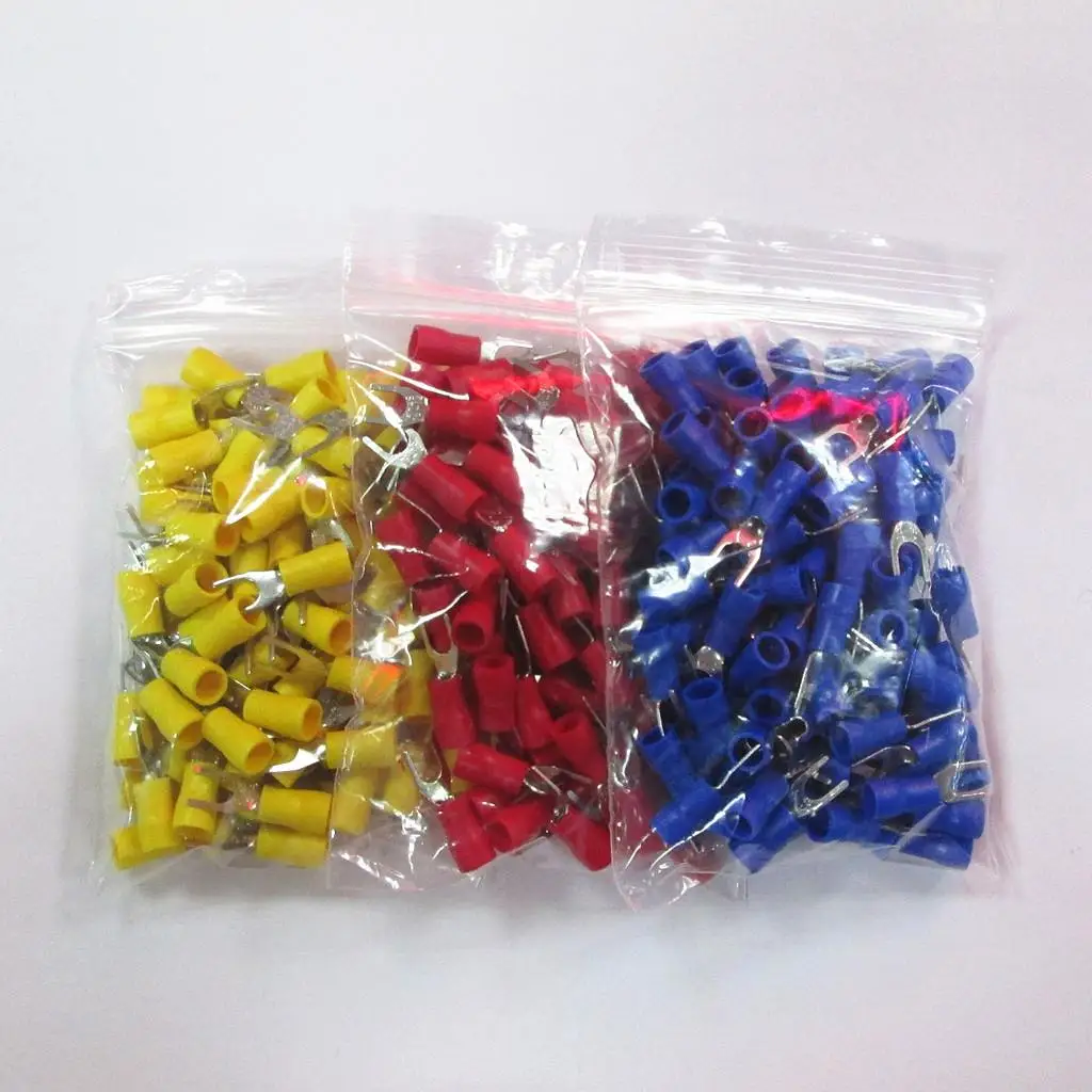 150pcs SPADE TERMINAL SV2-3.2 INSULATED WIRE CONNE 3 COLORS