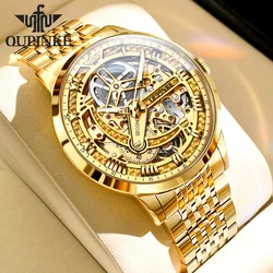 OUPINKE 3173 High end Men's Mechanical Watches Skeleton Hollow Automatic Man Hand Clock Luxury Waterproof Men's Dress Wristwatch