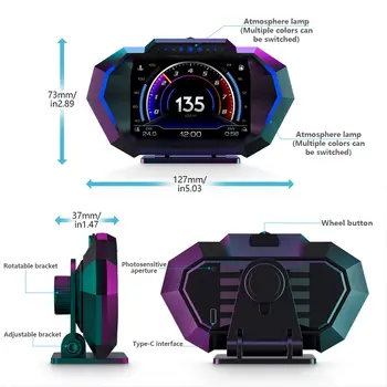OBD + GPS HUD P24 Araç OBD Baş Üstü Ekranı HUD Araç Bilgisayarı Dijital Hız Göstergesi Su Sıcaklığı Yakıt Tüketimi Eğim Ölçer 10 best sales Obd devir - №10