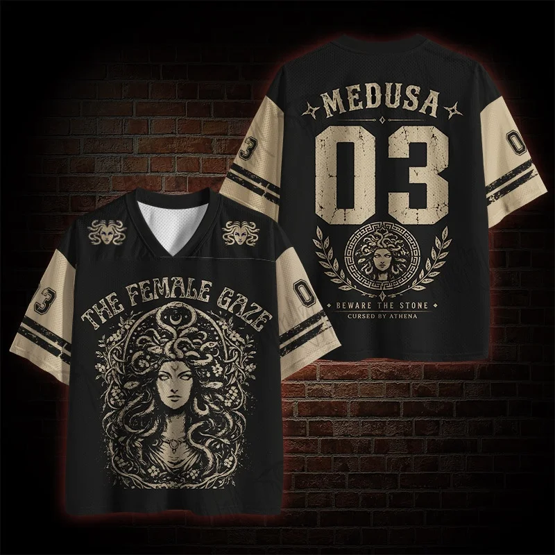 2026 New Nordic Mythical Theme Sports Fashion Short Sleeve V-neck Street View Clothing Mythical Fan Gifts T-shirt