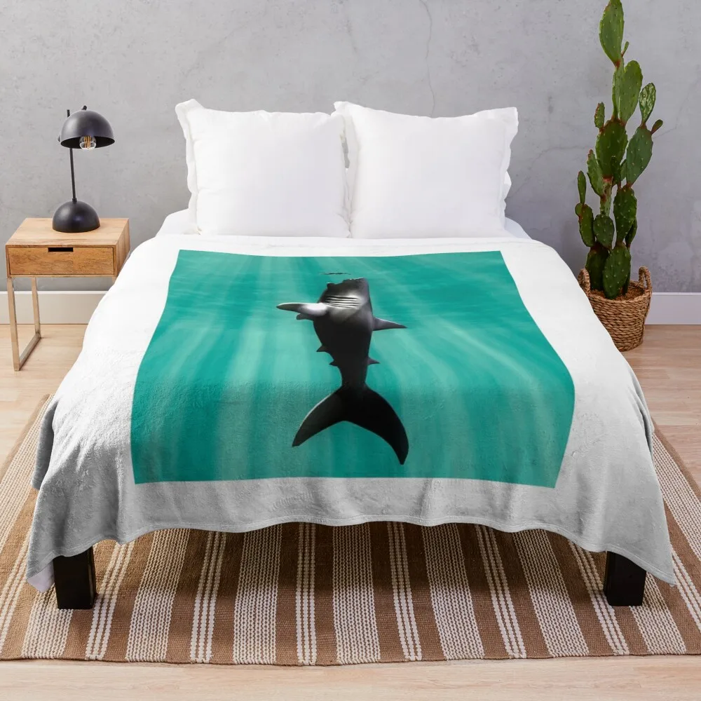 

Megalodon prehistoric shark with human (E445/0228) Throw Blanket warm winter Tourist Blankets