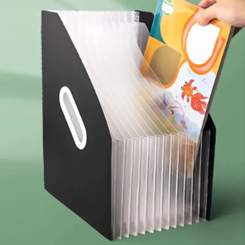 Bolsa acordeão vertical portátil expansível com 13 compartimentos, organizador de papel multicamadas, pasta especial para estudantes e escritório para armazenamento de arquivos.