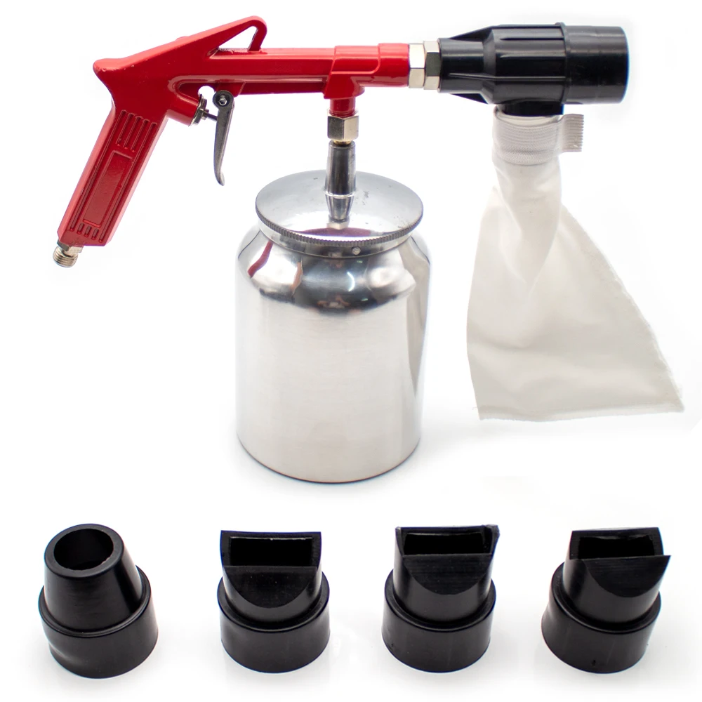 Handheld Pneumatic Sandblaster 450ML Mini Aerodynamic Spray Gun with Nozzles Anti-Rust Sand Blasting Power Tools Kit PS-11R