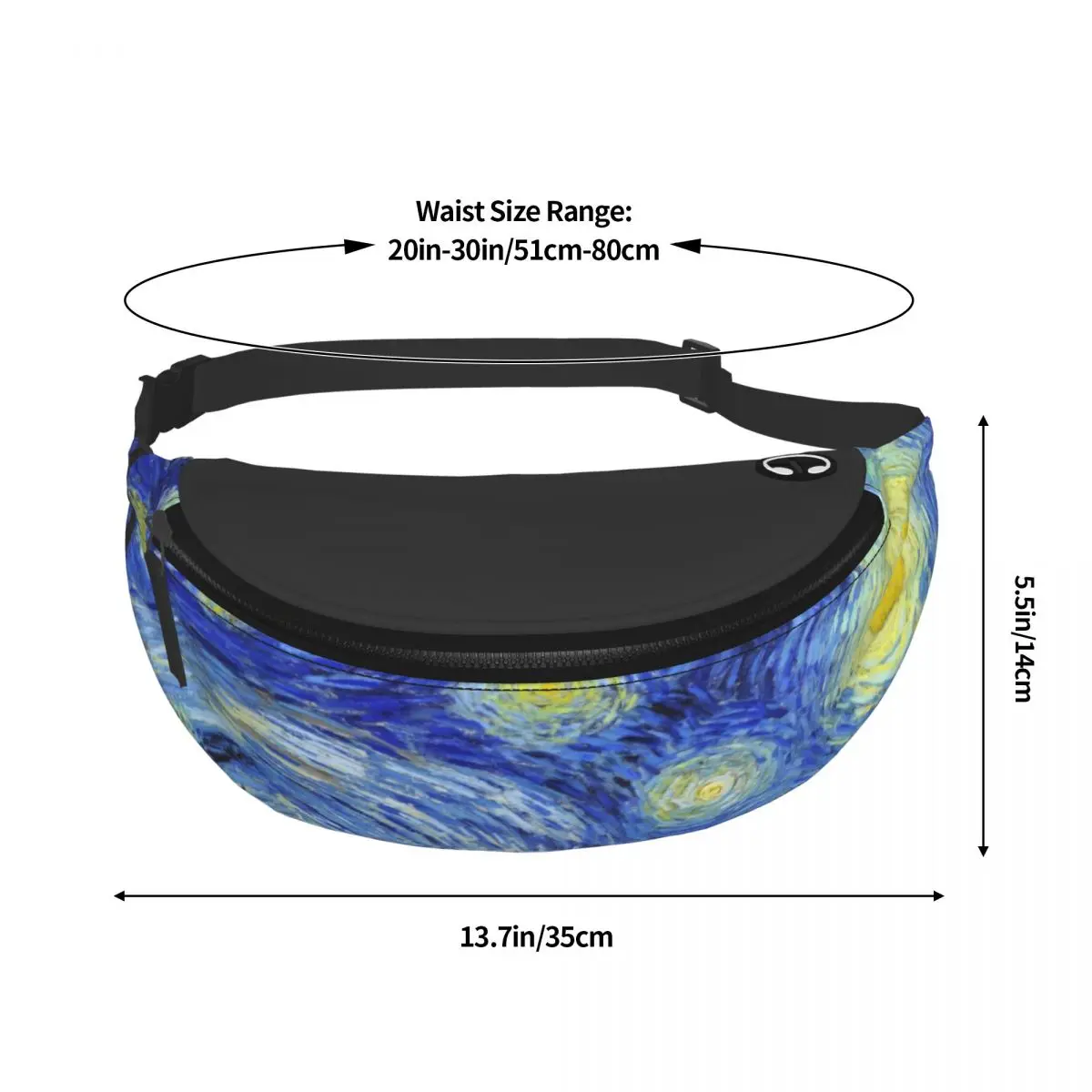 Vincent Van Gogh Starry Night Fanny Pack pour hommes et femmes, sac à bandoulière personnalisé, sac de taille, peinture artistique, cyclisme, camping, téléphone, poudres d'argent