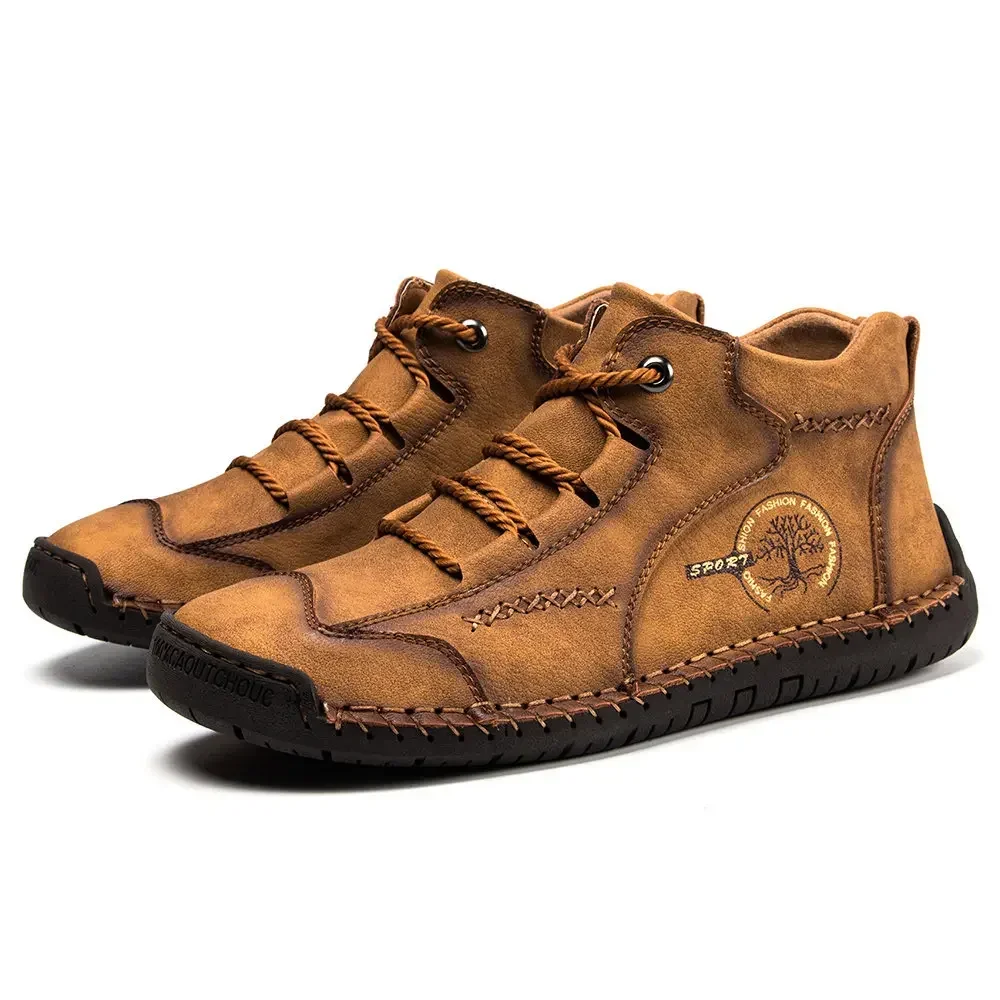 Mocassins de couro artesanais para homens, sapatos casuais com pele, sapato confortável, sapatilha masculina, mocassins de inverno, venda quente