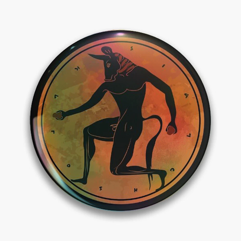 Minotaur - The Glory of Ancient Greece Pin Holographic Star Heart Pin Brooches Laminated Button Fashion Accessory