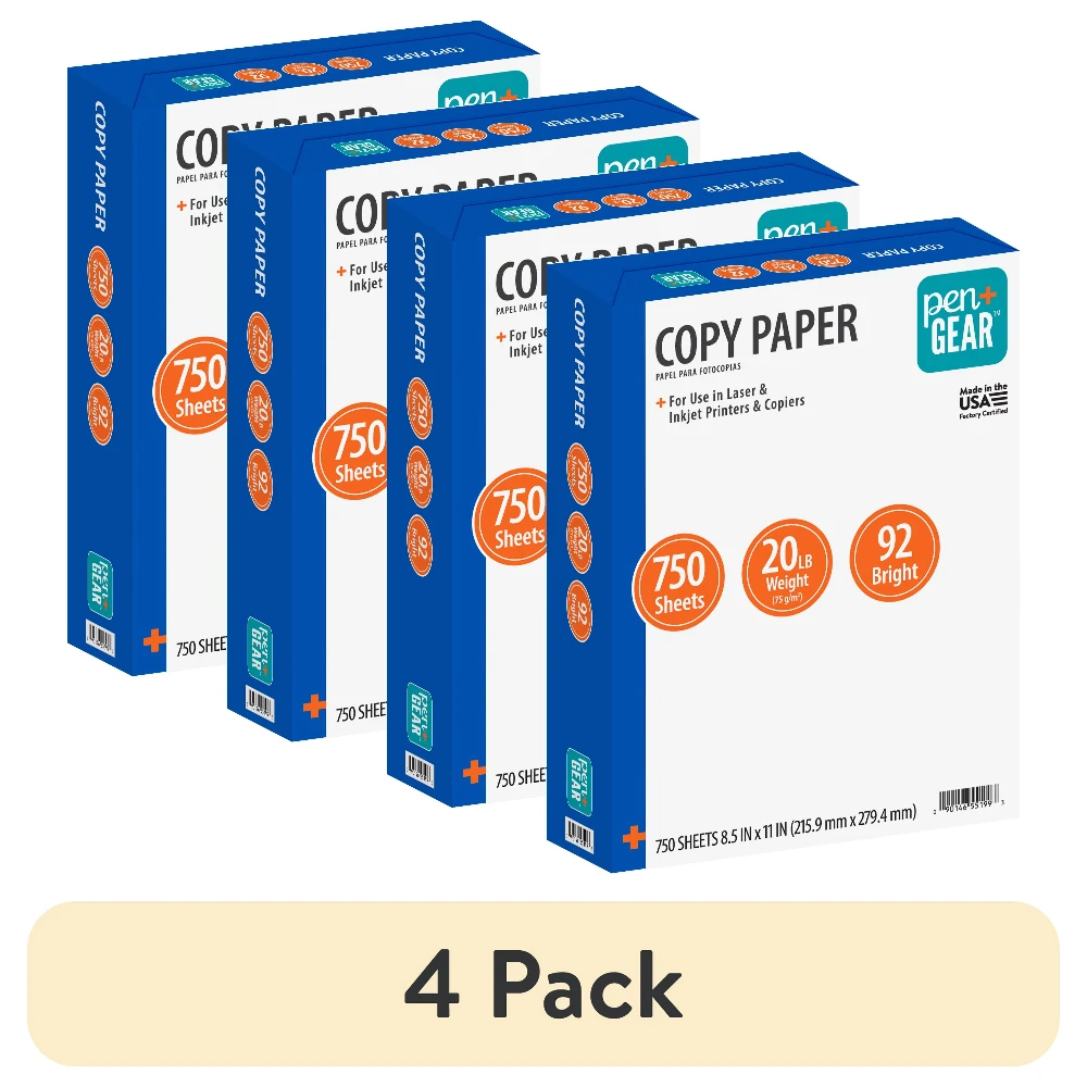 (4 pack)Copy Paper, White, 8.5" x 11", 20 lb., 92 Bright, 1 Ream (750 Sheets)， tracing paper ， photocopy paper